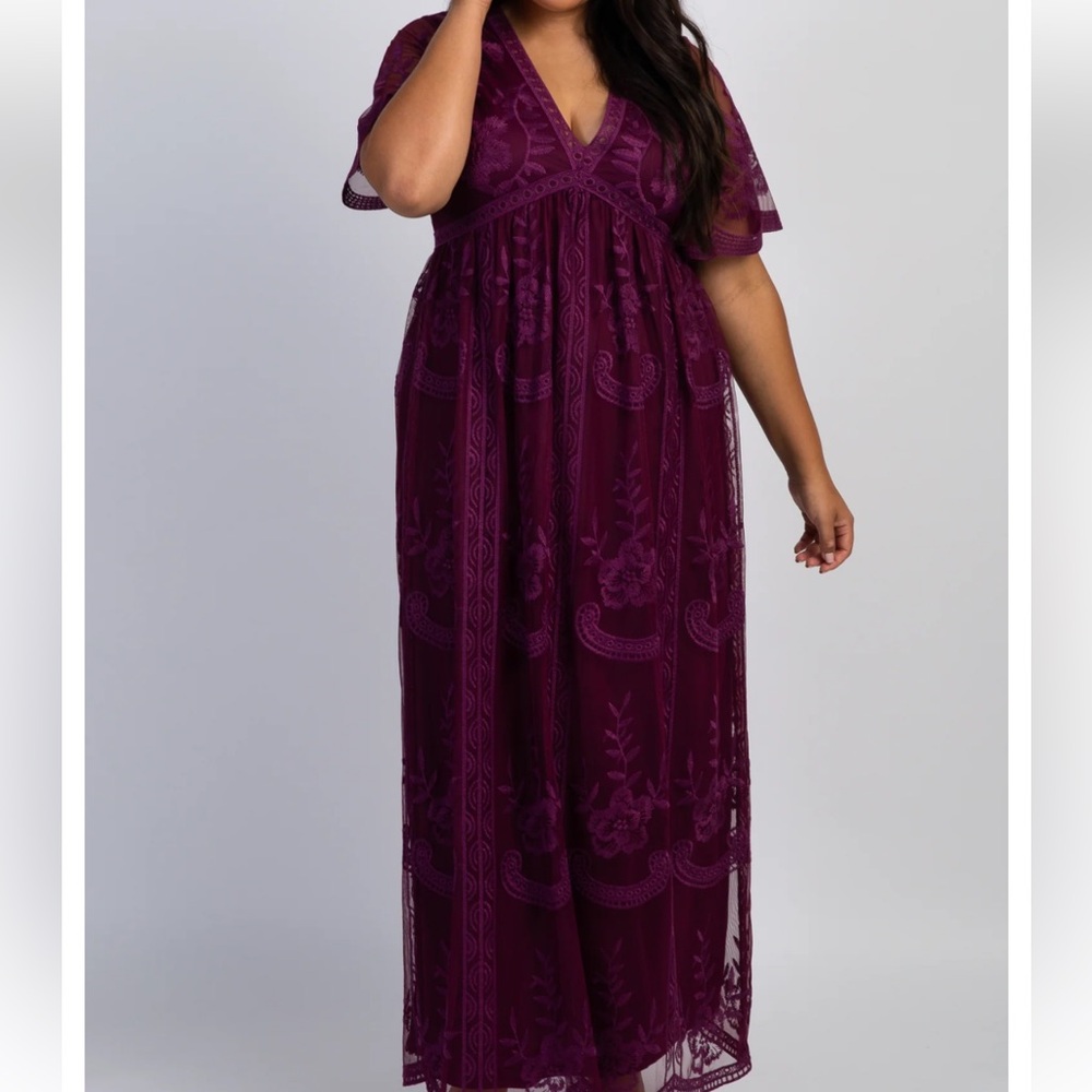 Pinkblush Plum Lace Maxi Dress